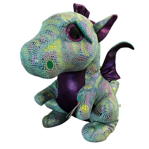 Large Ty Beanie Boos Cinder The Green Dragon Plush large, 16” NWT Iridescent - Picture 1 of 16